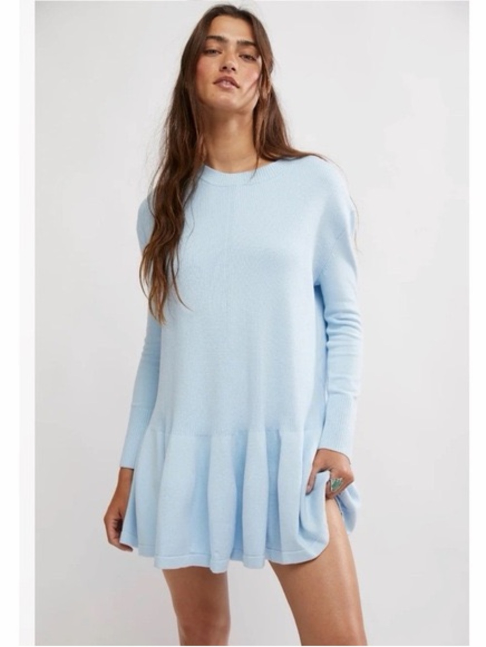 Free people Light Blue Knit Swing Dress